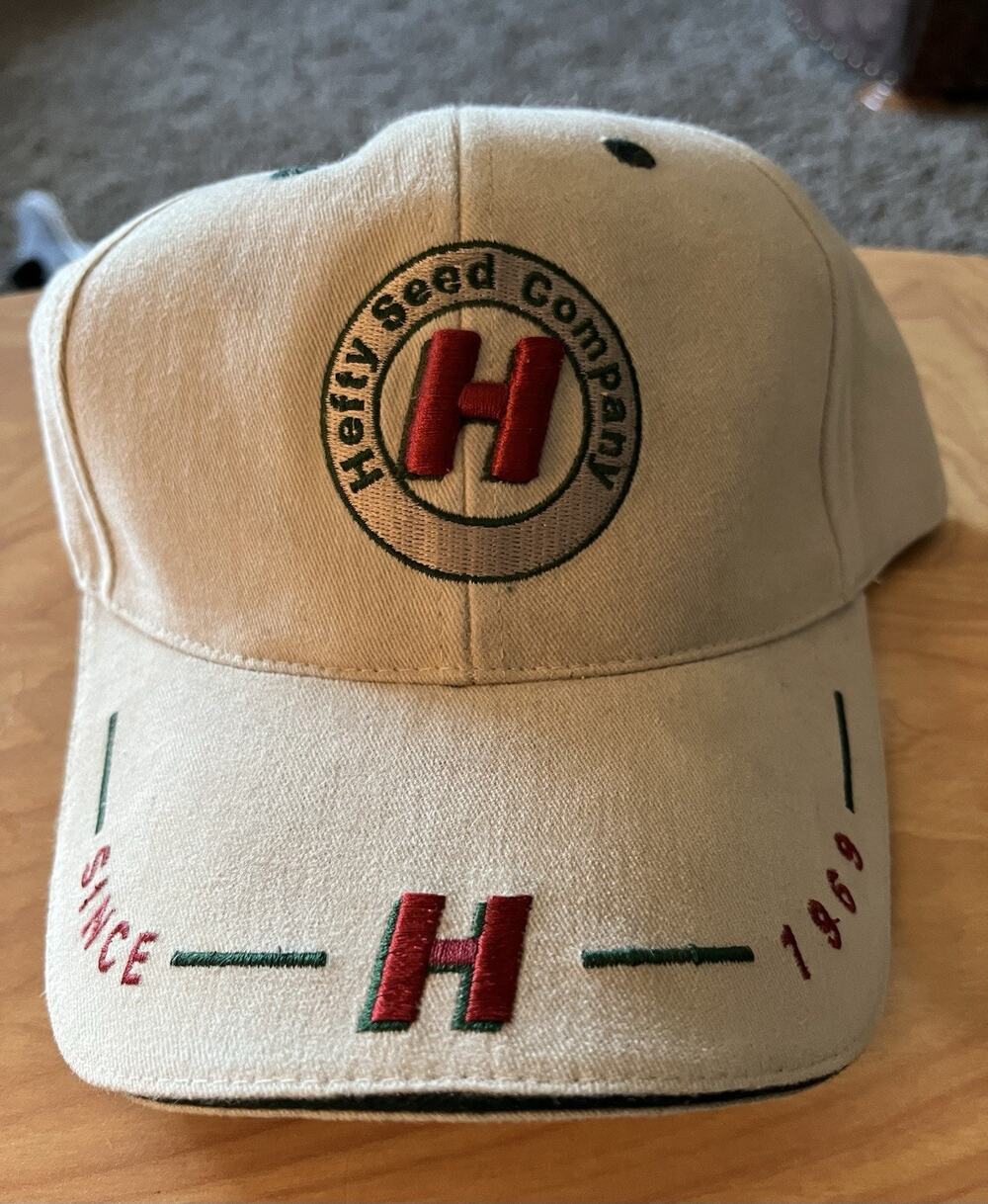 Hefty Seed Company AG-PHD Baseball Cap Hat Adjustable Beige Green Red Logo 1969